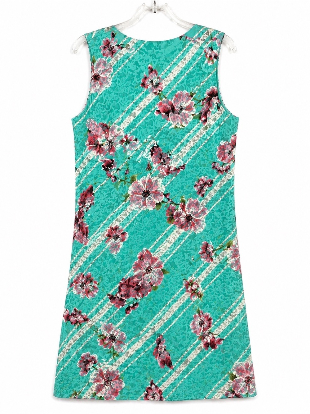 Chole + Rene Floral Sleeveless Dress Teal Pink Keyhole Neck A-Line Size XL - Picture 3 of 12